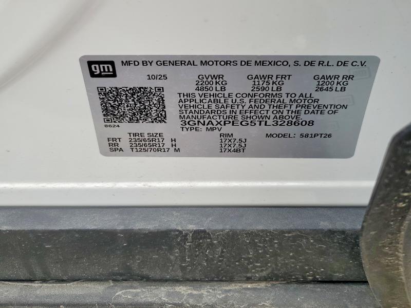 Auction sale of the 2026 Chevrolet Equinox, vin: 3GNAXPEG5TL328608, lot number: 46944516