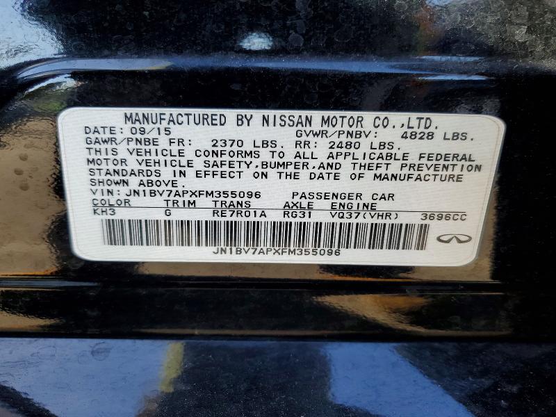 2015 Infiniti Q50 მანქანა იყიდება აუქციონზე, vin: JN1BV7APXFM355096, აუქციონის ნომერი: 79668045