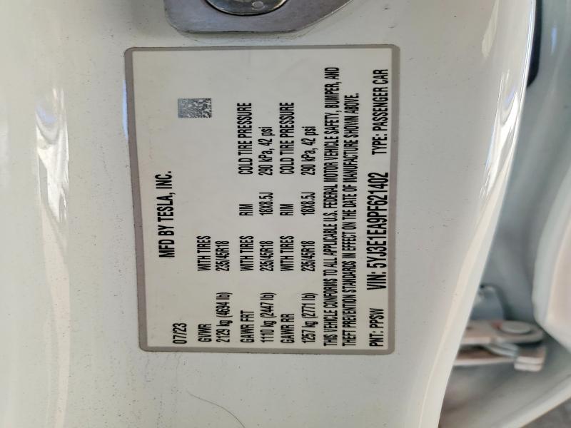 2023 Tesla Model 3 მანქანა იყიდება აუქციონზე, vin: 5YJ3E1EA9PF621402, აუქციონის ნომერი: 46466926