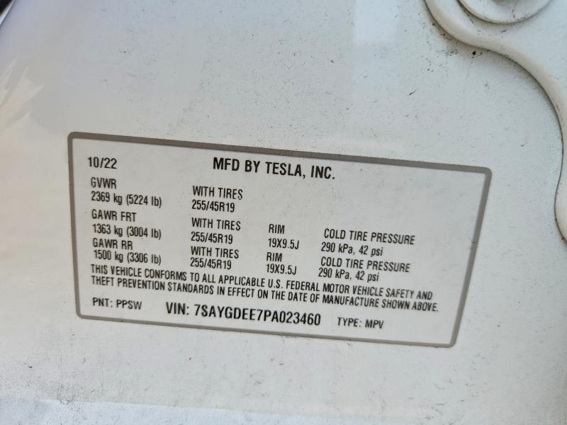 Продажа на аукционе авто 2023 Tesla Model Y, vin: 7SAYGDEE7PA023460, номер лота: 46477556