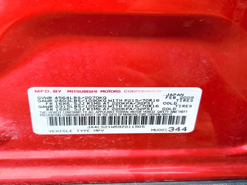Продаж на аукціоні авто 2009 Mitsubishi Outlander, vin: JA4LS21W59Z011505, номер лоту: 41976576