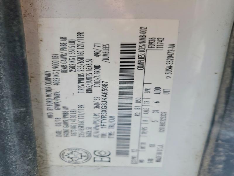 Aukcja sprzedaży 2018 Ford Transit, vin: 1FTYR3XG8JKA65987, numer aukcji: 79378005