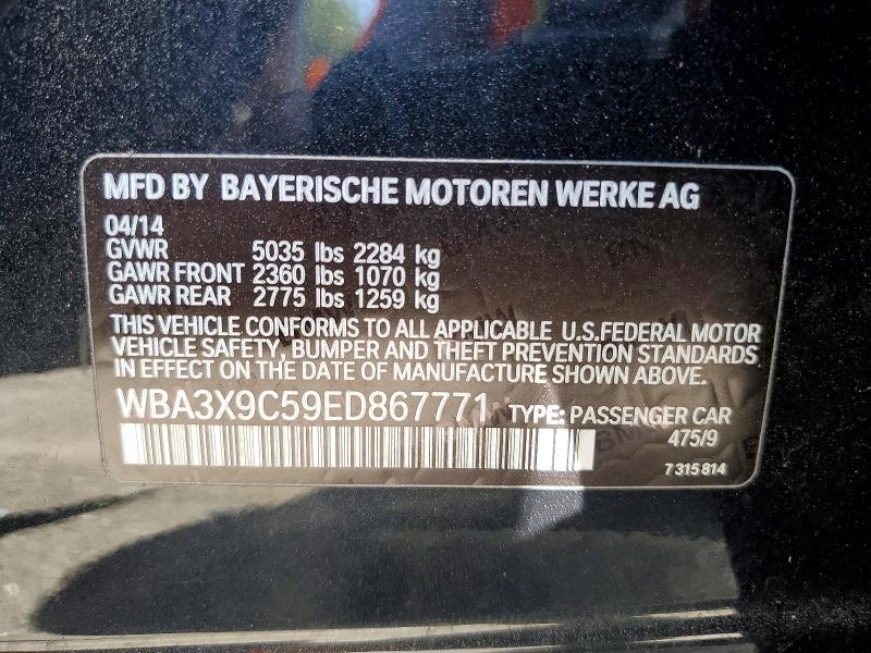 2014 Bmw 335 მანქანა იყიდება აუქციონზე, vin: WBA3X9C59ED867771, აუქციონის ნომერი: 79499145