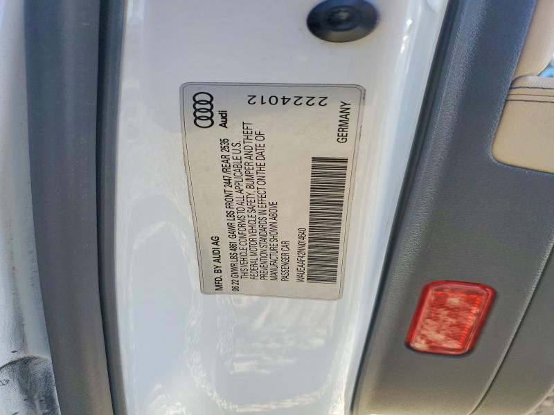 46149386 :رقم المزاد ، WAUEAAF42NN014640 vin ، 2022 Audi A4 مزاد بيع