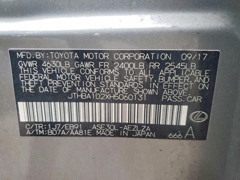 Продажа на аукционе авто 2017 Lexus Is 200t, vin: JTHBA1D2XH5060131, номер лота: 79717705