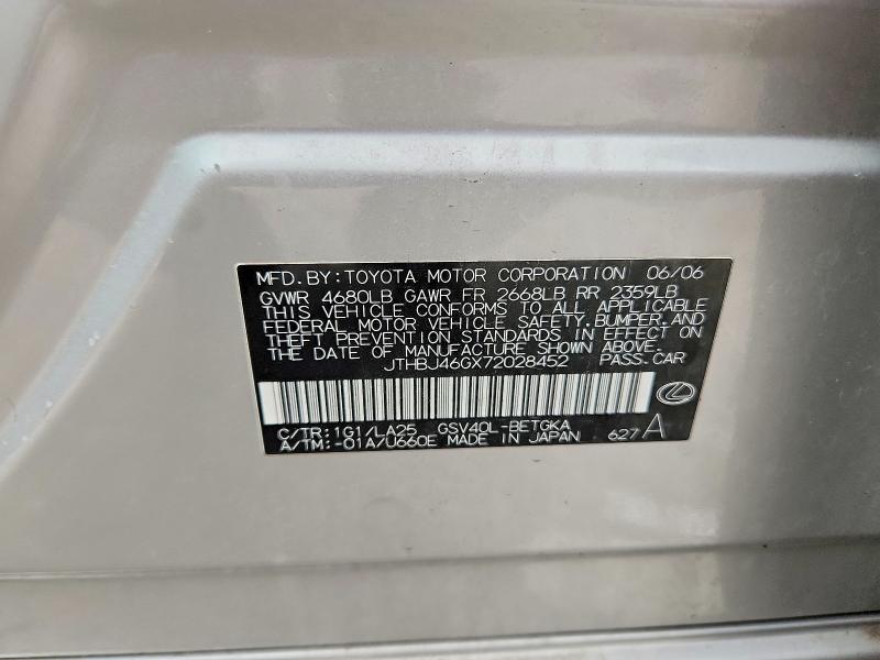 Aukcja sprzedaży 2007 Lexus Es 350, vin: JTHBJ46GX72028452, numer aukcji: 41945366