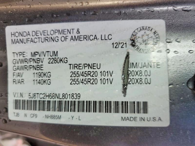 Продажа на аукционе авто 2022 Acura Rdx, vin: 5J8TC2H68NL801839, номер лота: 79203835