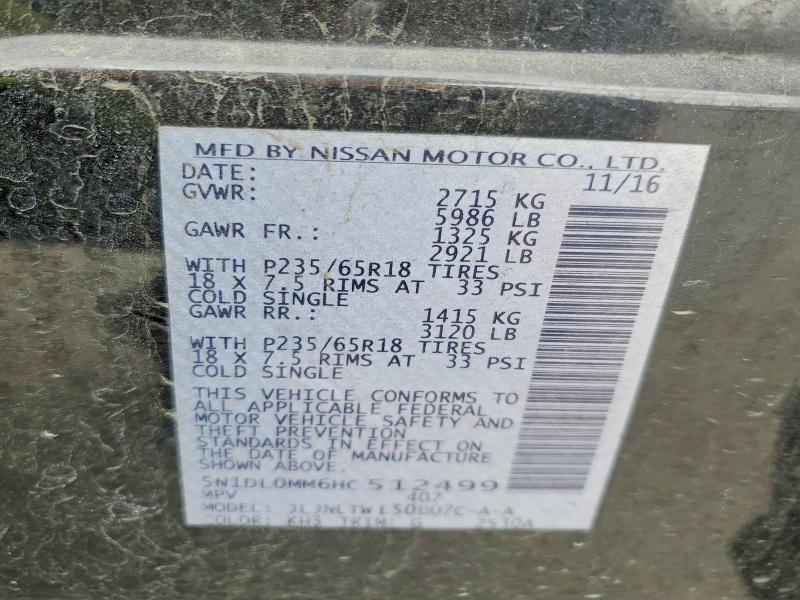 Aukcja sprzedaży 2017 Infiniti Qx60, vin: 5N1DL0MM6HC512499, numer aukcji: 46051406