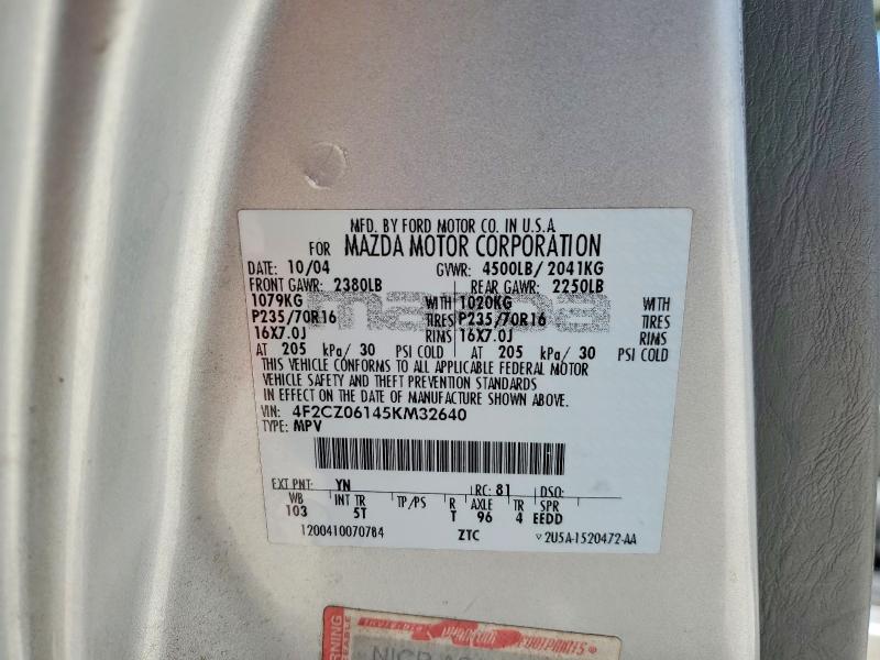 2005 Mazda Tribute მანქანა იყიდება აუქციონზე, vin: 4F2CZ06145KM32640, აუქციონის ნომერი: 46760686