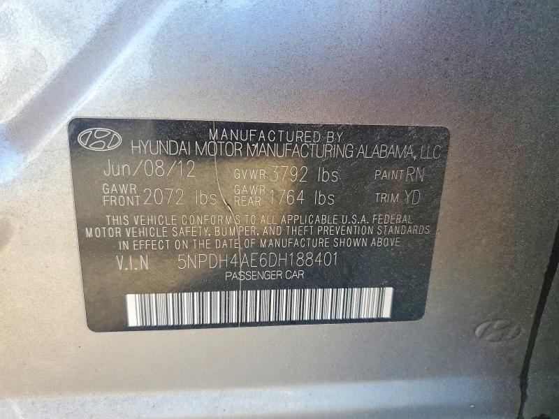Продажа на аукционе авто 2013 Hyun Elantra, vin: 5NPDH4AE6DH188401, номер лота: 45968236