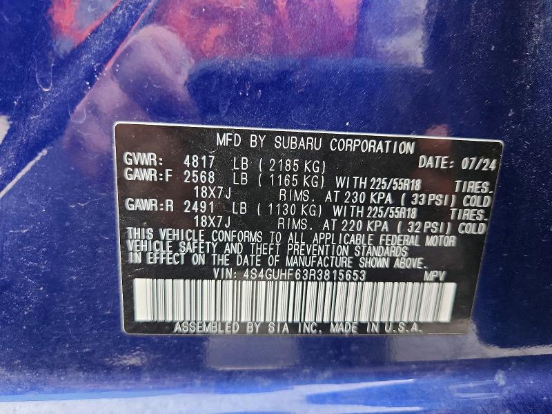 2024 Subaru Crosstrek მანქანა იყიდება აუქციონზე, vin: 4S4GUHF63R3815653, აუქციონის ნომერი: 47576646