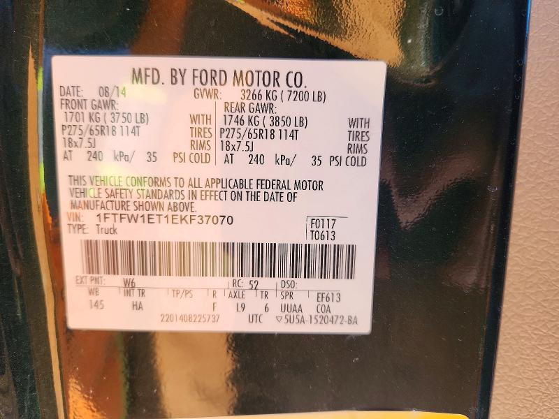 Aukcja sprzedaży 2014 Ford F150, vin: 1FTFW1ET1EKF37070, numer aukcji: 45544286