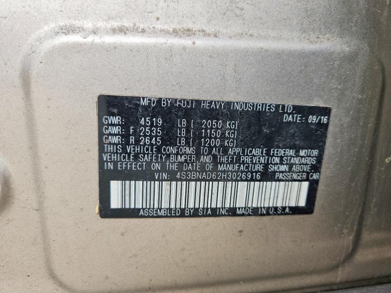 2017 Subaru Legacy მანქანა იყიდება აუქციონზე, vin: 4S3BNAD62H3026916, აუქციონის ნომერი: 48222656