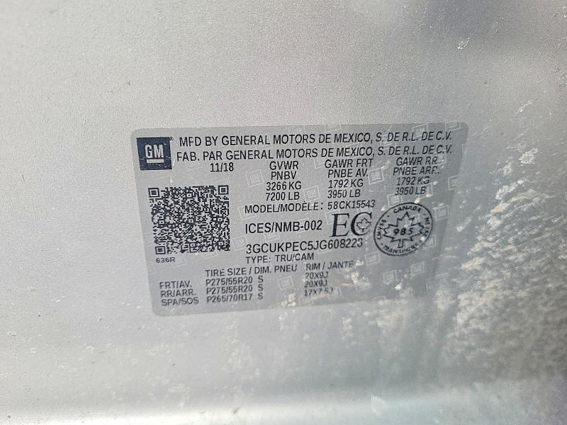 78105815 :رقم المزاد ، 3GCUKPEC5JG608228 vin ، 2018 Chevrolet Silverado مزاد بيع