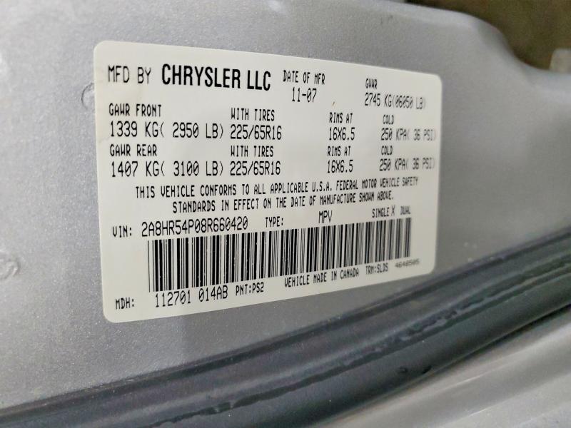 Продаж на аукціоні авто 2008 Chrysler Town & Country, vin: 2A8HR54P08R660420, номер лоту: 46019656