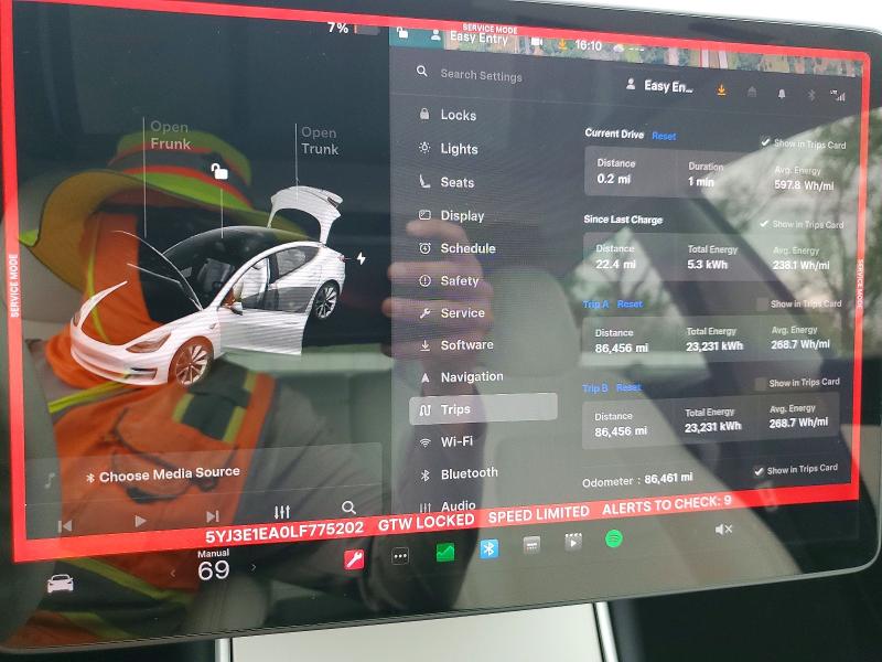Продаж на аукціоні авто 2020 Tesla Model 3, vin: 5YJ3E1EA0LF775202, номер лоту: 41919386