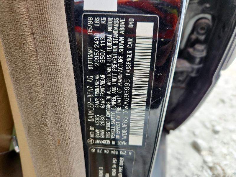41844996 :رقم المزاد ، WDBJF65FXWA695995 vin ، 1998 Mercedes-benz E مزاد بيع