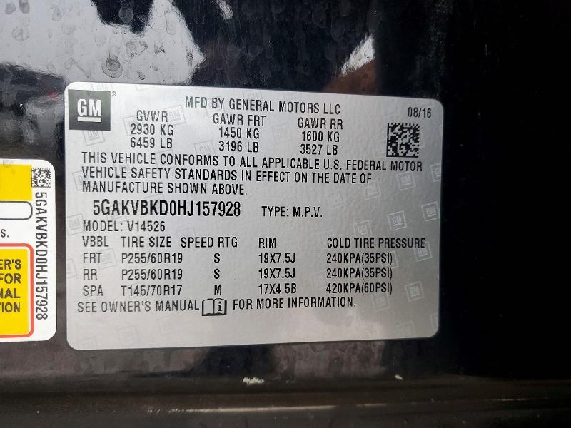 2017 Buick Enclave მანქანა იყიდება აუქციონზე, vin: 5GAKVBKD0HJ157928, აუქციონის ნომერი: 79826705
