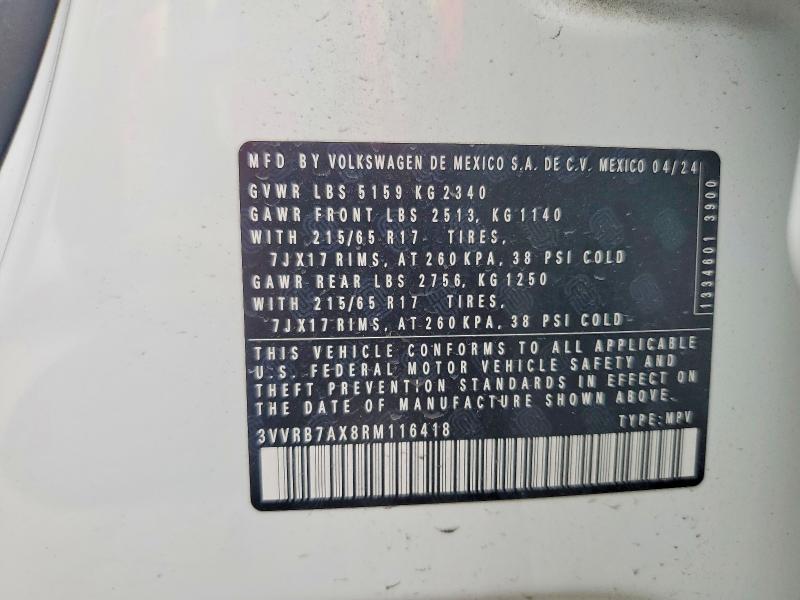 Продаж на аукціоні авто 2024 Volkswagen Tiguan, vin: 3VVRB7AX8RM116418, номер лоту: 79988985