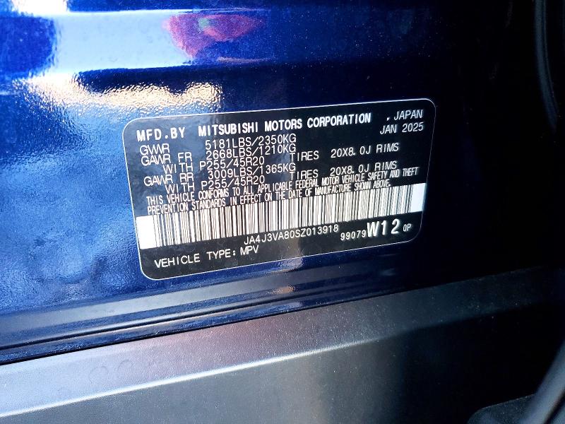 2025 Mitsubishi Outlander მანქანა იყიდება აუქციონზე, vin: JA4J3VA80SZ013918, აუქციონის ნომერი: 46888606