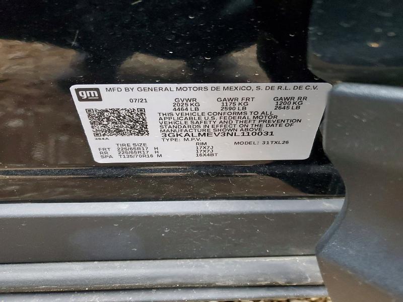 2022 Gmc Terrain მანქანა იყიდება აუქციონზე, vin: 3GKALMEV3NL110031, აუქციონის ნომერი: 45967396