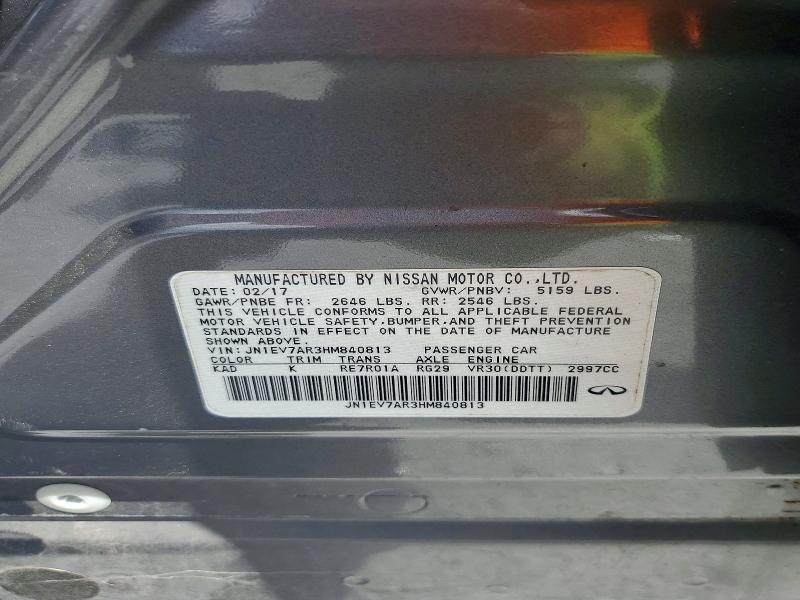 47596976 :رقم المزاد ، JN1EV7AR3HM840813 vin ، 2017 Infiniti Q50 مزاد بيع
