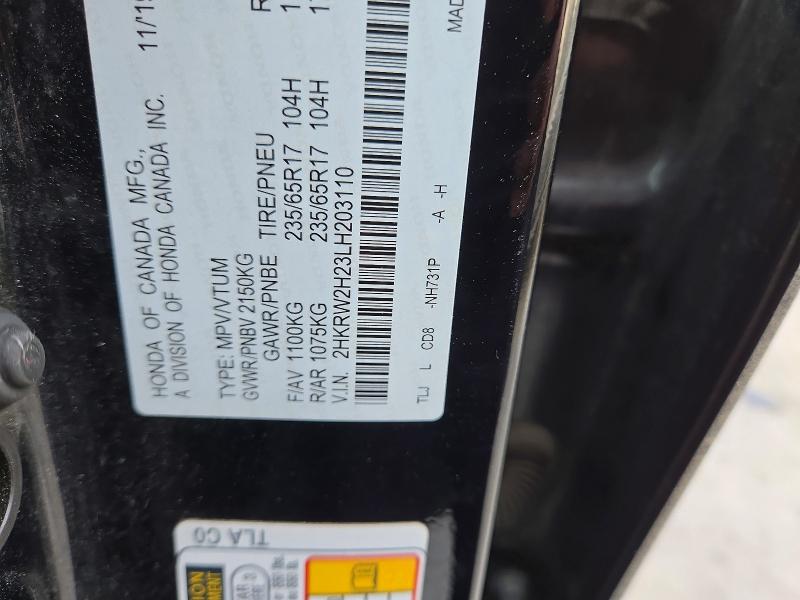 Aukcja sprzedaży 2020 Honda Cr-v, vin: 2HKRW2H23LH203110, numer aukcji: 75368675