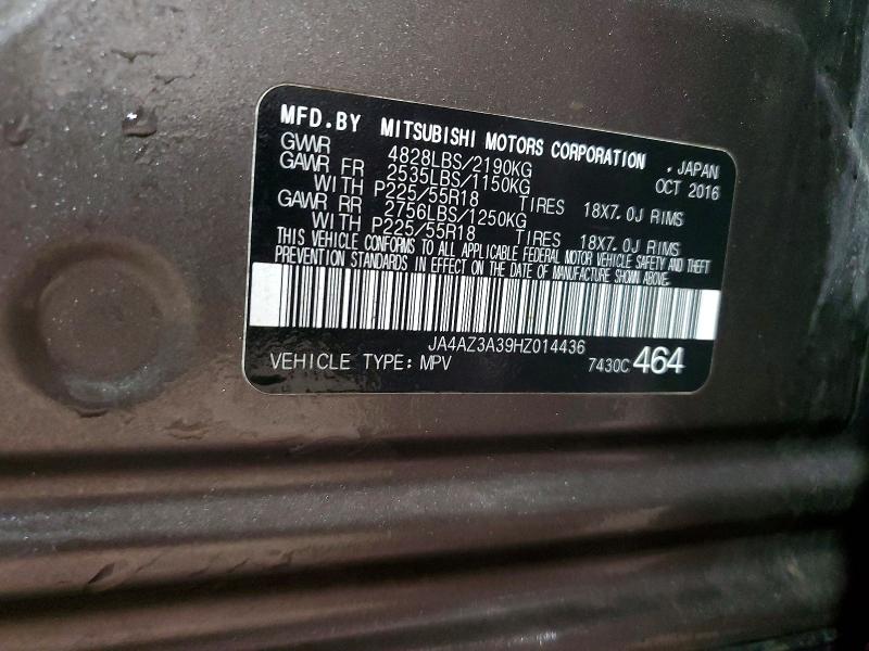 Aukcja sprzedaży 2017 Mitsubishi Outlander, vin: JA4AZ3A39HZ014436, numer aukcji: 45476416
