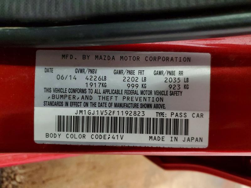 2015 Mazda 6 მანქანა იყიდება აუქციონზე, vin: JM1GJ1V52F1192823, აუქციონის ნომერი: 46647106