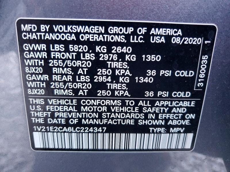 Aukcja sprzedaży 2020 Volkswagen Atlas Cross Sport, vin: 1V21E2CA6LC224347, numer aukcji: 46453336
