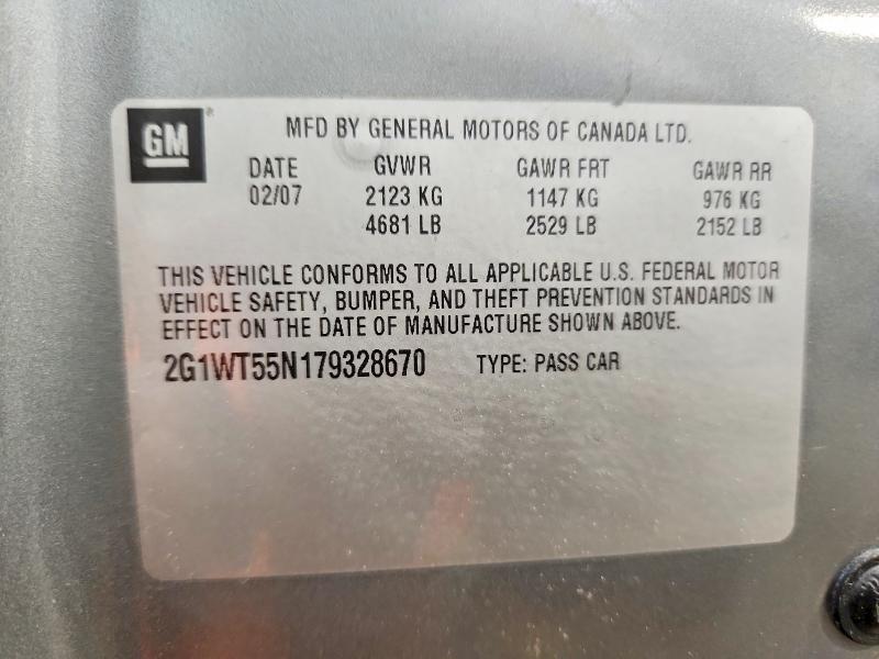 77405685 :رقم المزاد ، 2G1WT55N179328670 vin ، 2007 Chevrolet Impala مزاد بيع