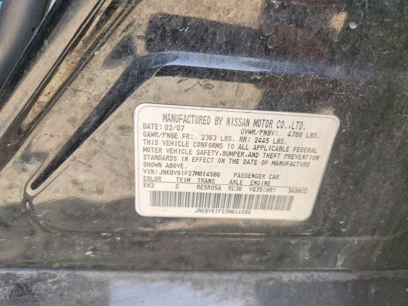Aukcja sprzedaży 2007 Infiniti G35, vin: JNKBV61F27M814586, numer aukcji: 48002186
