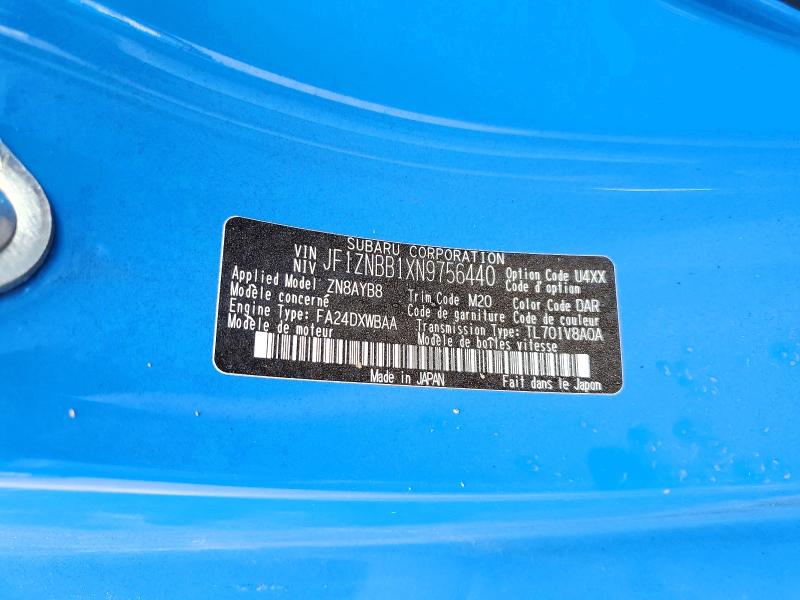 2022 Toyota Gr86 მანქანა იყიდება აუქციონზე, vin: JF1ZNBB1XN9756440, აუქციონის ნომერი: 46904586