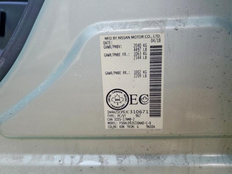 Продаж на аукціоні авто 2018 Nissan Leaf, vin: 1N4AZ1CP8JC310671, номер лоту: 78672095