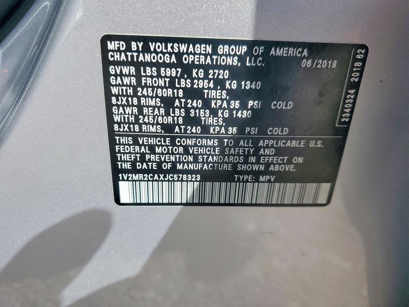 Aukcja sprzedaży 2018 Volkswagen Atlas, vin: 1V2MR2CAXJC578323, numer aukcji: 47108786