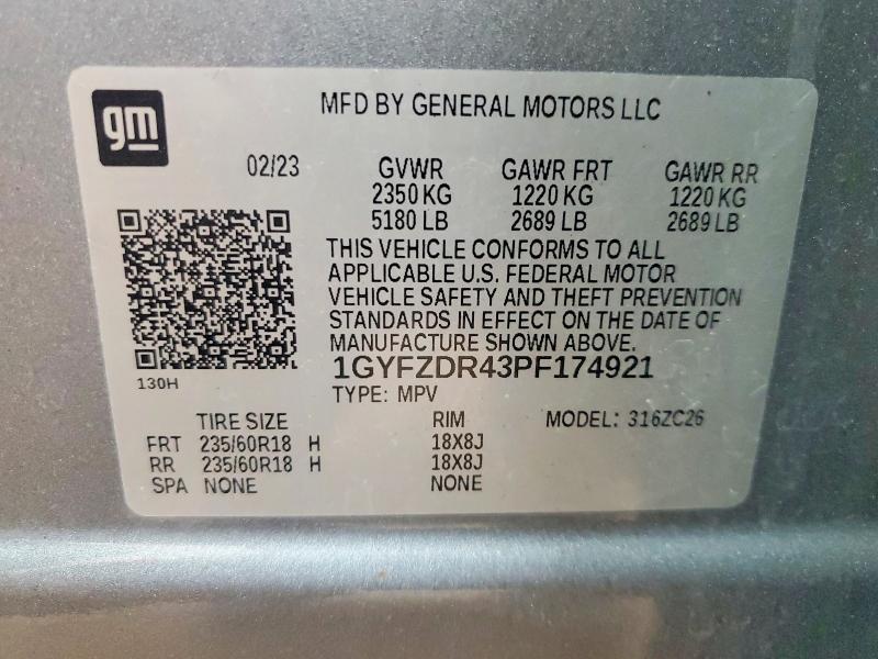 2023 Cadillac Xt4 მანქანა იყიდება აუქციონზე, vin: 1GYFZDR43PF174921, აუქციონის ნომერი: 79757315