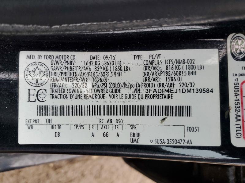 Продаж на аукціоні авто 2013 Ford Fiesta, vin: 3FADP4EJ1DM139584, номер лоту: 79049375