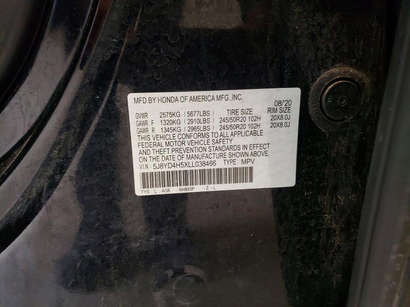 Aukcja sprzedaży 2020 Acura Mdx, vin: 5J8YD4H5XLL038466, numer aukcji: 47977816