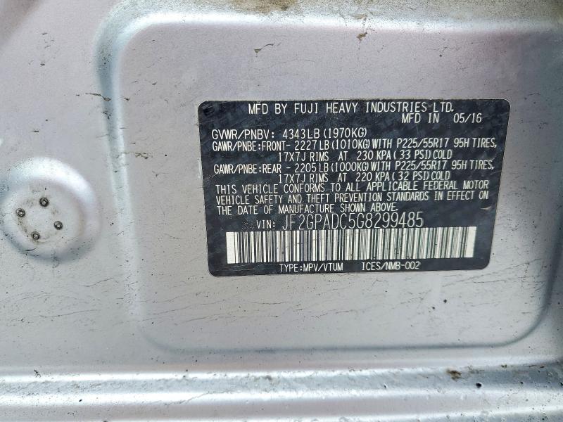 Продажа на аукционе авто 2016 Subaru Crosstrek, vin: JF2GPADC5G8299485, номер лота: 45964326