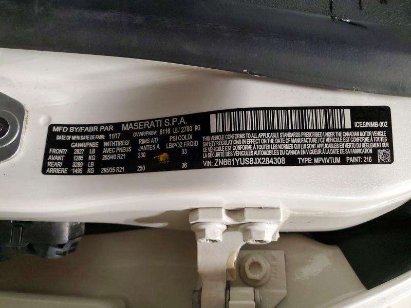 Aukcja sprzedaży 2018 Maserati Levante, vin: ZN661YUS8JX284308, numer aukcji: 79632185