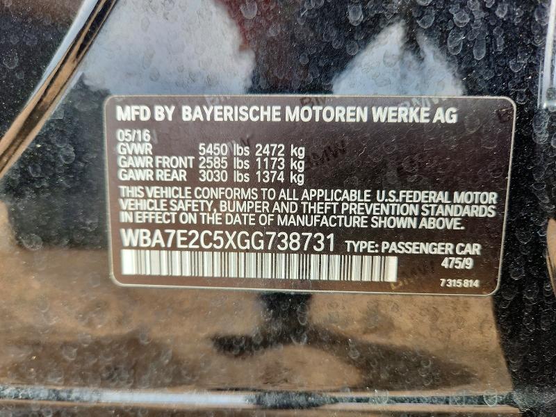 46664546 :رقم المزاد ، WBA7E2C5XGG738731 vin ، 2016 Bmw 740 مزاد بيع