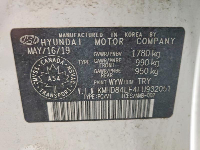 46031476 :رقم المزاد ، KMHD84LF4LU932051 vin ، 2020 Hyundai Elantra مزاد بيع