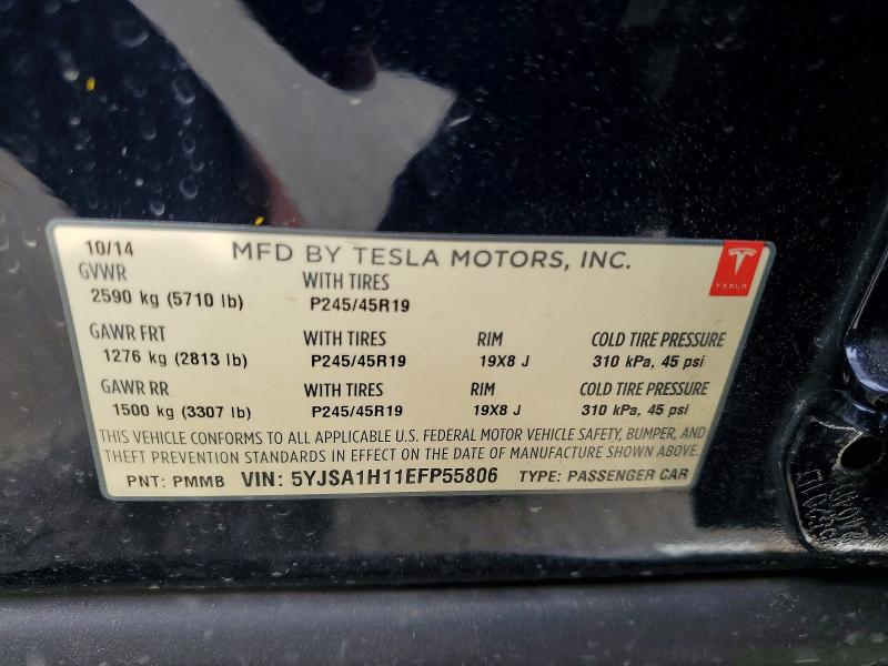 47610396 :رقم المزاد ، 5YJSA1H11EFP55806 vin ، 2014 Tesla Model S مزاد بيع