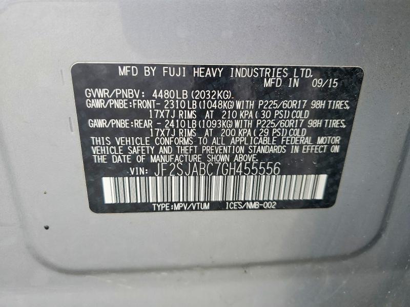 Aukcja sprzedaży 2016 Subaru Forester, vin: JF2SJABC7GH455556, numer aukcji: 47904946