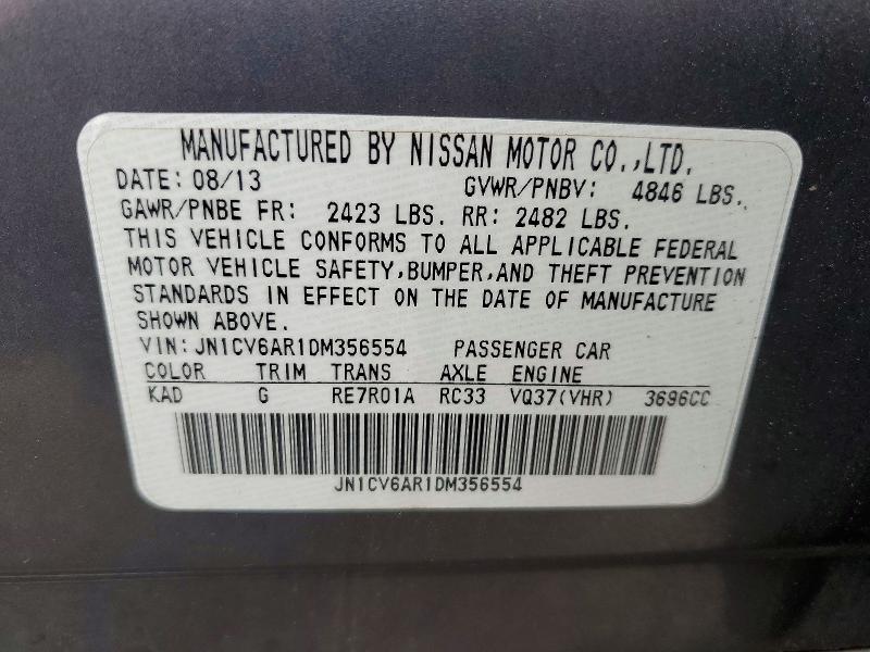 Aukcja sprzedaży 2013 Infiniti G37 Sedan, vin: JN1CV6AR1DM356554, numer aukcji: 45704736