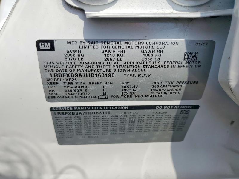2017 Buick Envision მანქანა იყიდება აუქციონზე, vin: LRBFXBSA7HD163190, აუქციონის ნომერი: 47074796