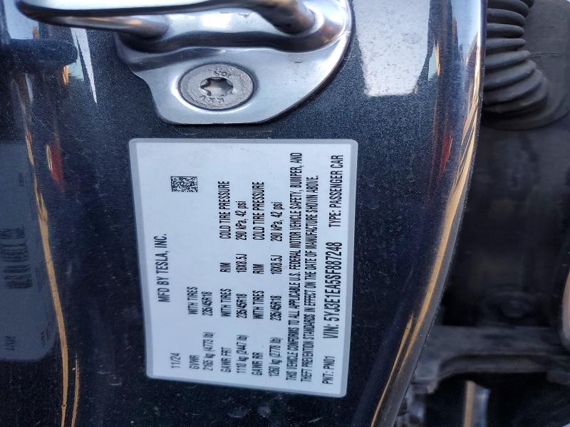 Auction sale of the 2025 Tesla Model 3, vin: 5YJ3E1EA5SF887248, lot number: 46478206