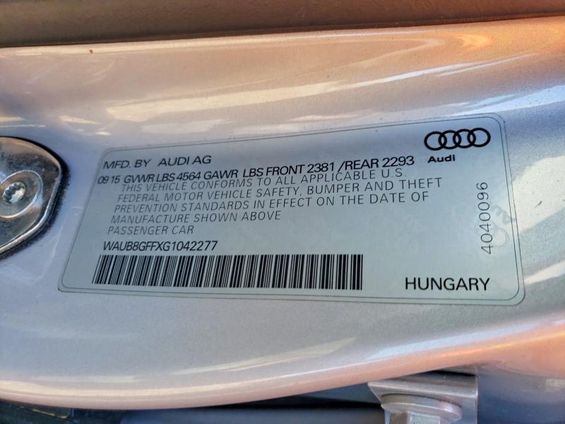 2016 Audi A3 მანქანა იყიდება აუქციონზე, vin: WAUB8GFFXG1042277, აუქციონის ნომერი: 41950666
