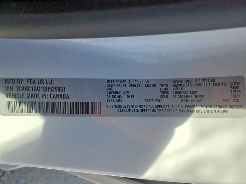 46979636 :رقم المزاد ، 2C4RC1GG1SR529831 vin ، 2025 Chrysler Pacifica مزاد بيع
