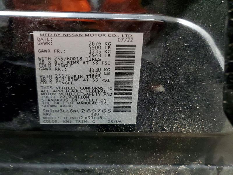 Aukcja sprzedaży 2022 Nissan Pathfinder, vin: 5N1DR3CC6NC269765, numer aukcji: 78656005